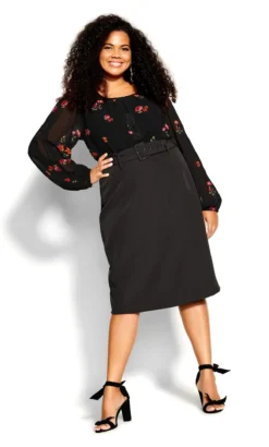 City Chic Black Floral Blouse -Bold Fit Store 216113PETITEBLOOM 3