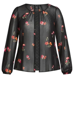 City Chic Black Floral Blouse -Bold Fit Store 216113PETITEBLOOM 5