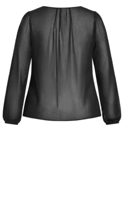 City Chic Black Puff Sleeve Lace Blouse -Bold Fit Store 216114BLACK 6