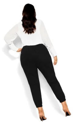 City Chic Black Drawstring Cuffed Trousers -Bold Fit Store 216131BLACK 3