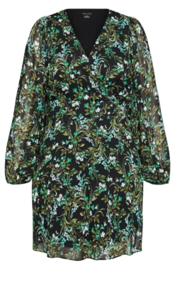 City Chic Black & Green Paisley Wrap Dress -Bold Fit Store 216142BLKPRETTYBELLS 4