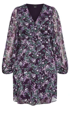 City Chic Purple Floral Long Sleeve Wrap Dress 10 City Chic Purple Floral Long Sleeve Wrap Dress -Bold Fit Store 216142PETUNIAPRETTYBELLS 5