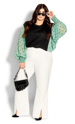 City Chic Black & Green 2 In 1 Jumper Shirt