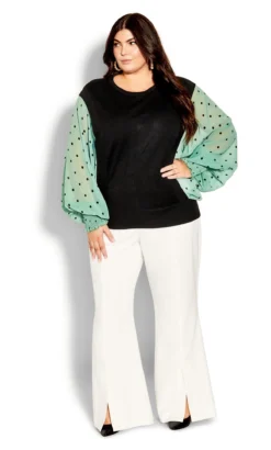 City Chic Black & Green 2 In 1 Jumper Shirt 8 City Chic Black & Green 2 In 1 Jumper Shirt -Bold Fit Store 216146BLKSAGESPOT 3