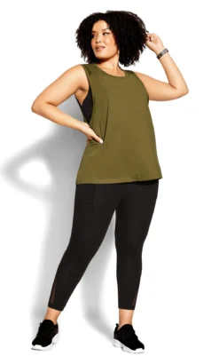City Chic CCX Khaki Green Sleeveless Top