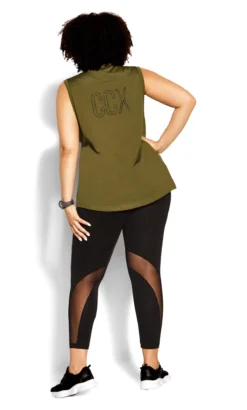 City Chic CCX Khaki Green Sleeveless Top -Bold Fit Store 216183KHAKI 4