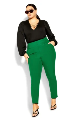 City Chic Apple Green Straight Leg Trousers