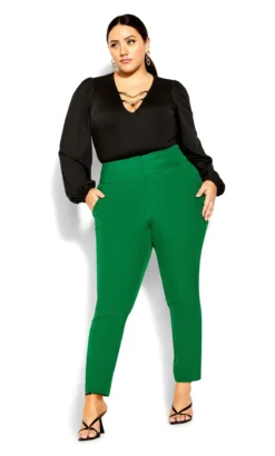 City Chic Apple Green Straight Leg Trousers -Bold Fit Store 216219GREEN 3
