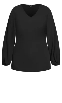 City Chic Black Balloon Sleeve Top -Bold Fit Store 216283BLACK 5