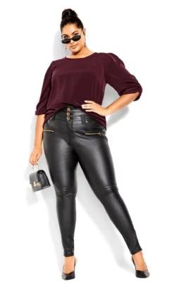 City Chic Burgundy Red Lace Insert Blouse -Bold Fit Store 216286OXBLOOD 2