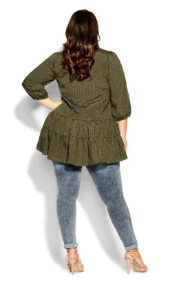 City Chic Green Sofia Tunic -Bold Fit Store 216295OLIVEJACQUARD 4