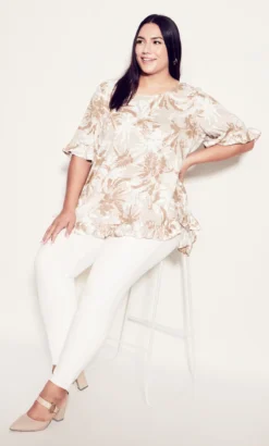 Avenue Neutral Riviera Frill Top -Bold Fit Store 216519WONDERPALM 2