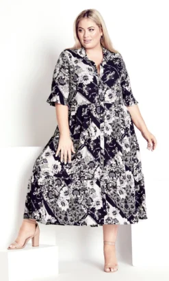 Avenue Navy Elise Tiered Print Dress -Bold Fit Store 216535EFFORTLESSPATCH 3