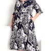 Avenue Navy Elise Tiered Print Dress