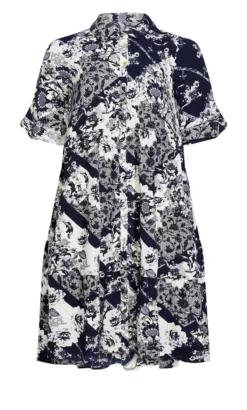 Avenue Navy Elise Tiered Print Dress -Bold Fit Store 216535EFFORTLESSPATCH 7
