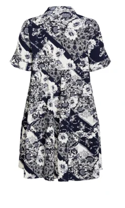 Avenue Navy Elise Tiered Print Dress -Bold Fit Store 216535EFFORTLESSPATCH 8