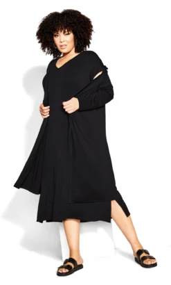 City Chic Zim & Zoe Black T-Shirt Midi Dress -Bold Fit Store 216779BLACK 3