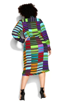 City Chic Multi Bridget Dress -Bold Fit Store 216859POPSTRIPE 2