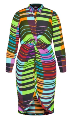 City Chic Multi Bridget Dress -Bold Fit Store 216859POPSTRIPE 3