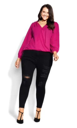 City Chic Pink Wrap Top -Bold Fit Store 216967SANGRIA 3