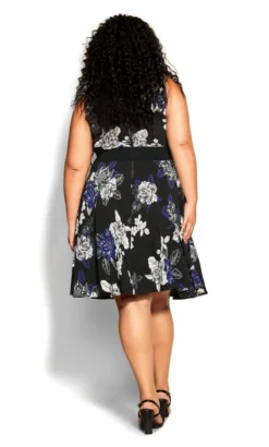 City Chic Black Floral Print Beleted Mini Dress -Bold Fit Store 217035BLKEPICFLORAL 3