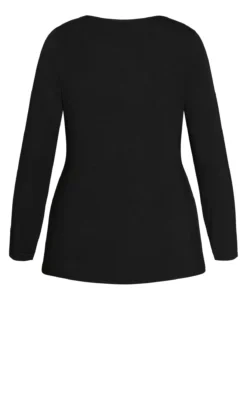 City Chic Black Long Sleeve Top -Bold Fit Store 217054BLACK 22