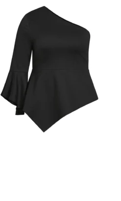 City Chic Black One Shoulder Top -Bold Fit Store 217064BLACK 6