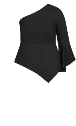 City Chic Black One Shoulder Top -Bold Fit Store 217064BLACK 7