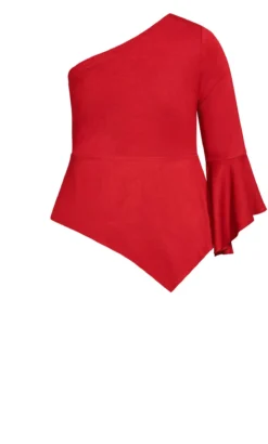 City Chic Red One Shoulder Top -Bold Fit Store 217064TRUERED 22
