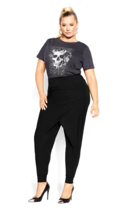 City Chic Black Straight Leg Wrapover Trousers -Bold Fit Store 217101BLACK 3