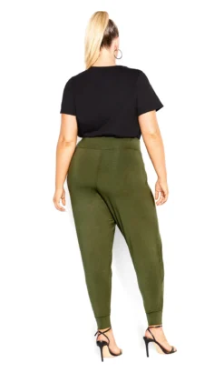 City Chic Khaki Straight Wrapover Trousers -Bold Fit Store 217101KHAKI 4