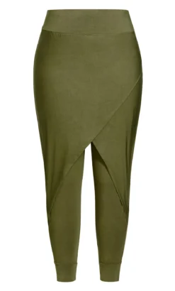 City Chic Khaki Straight Wrapover Trousers -Bold Fit Store 217101KHAKI 5
