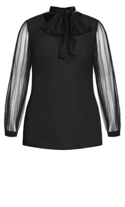 City Chic Black Sheer Sleeve Blouse 16 City Chic Black Sheer Sleeve Blouse -Bold Fit Store 217152BLACK 5