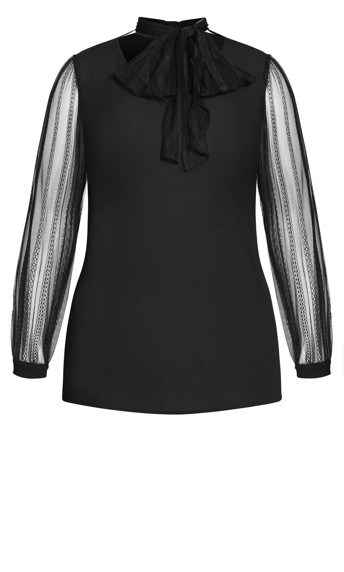 City Chic Black Sheer Sleeve Blouse 8 City Chic Black Sheer Sleeve Blouse - Image 8