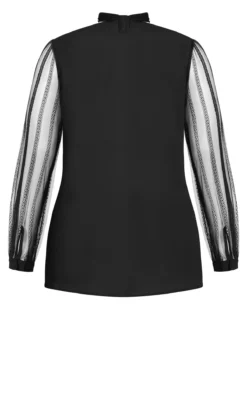 City Chic Black Sheer Sleeve Blouse 17 City Chic Black Sheer Sleeve Blouse -Bold Fit Store 217152BLACK 6