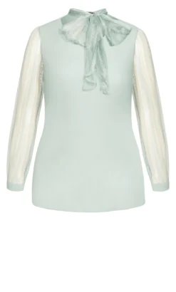City Chic Mint Green Mesh Balloon Sleeve Top 10 City Chic Mint Green Mesh Balloon Sleeve Top -Bold Fit Store 217152SEAFOAM 5