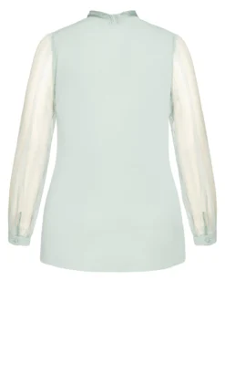 City Chic Mint Green Mesh Balloon Sleeve Top 11 City Chic Mint Green Mesh Balloon Sleeve Top -Bold Fit Store 217152SEAFOAM 6