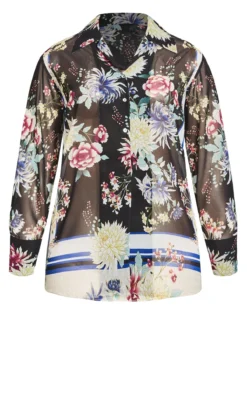 City Chic Black Floral Print Shirt -Bold Fit Store 217153BLKFESTIVALB 5