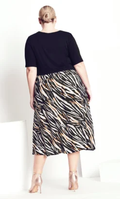 City Chic Navabi Black Animal Print Midi Dress -Bold Fit Store 217206WILDATHEART 3