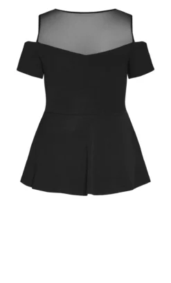 City Chic Black Mesh Cold Shoulder Top 11 City Chic Black Mesh Cold Shoulder Top -Bold Fit Store 217247BLACK 6