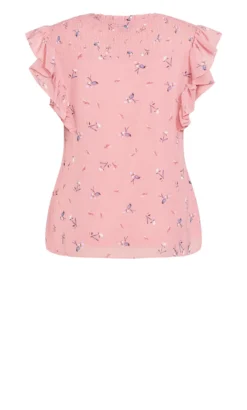 City Chic Pink Floral Frill Sleeve Top -Bold Fit Store 217519BLUSHBLUSHINGPETAL 6