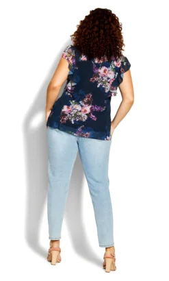 City Chic Navy Nova Floral Top -Bold Fit Store 217523NAVYPAINTERLYROSE 4