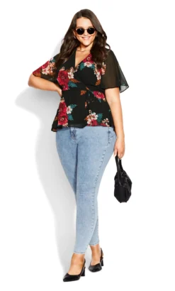 City Chic Black Valencia Top -Bold Fit Store 217524BLKPOPPYPLAY 2