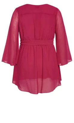 City Chic Dark Pink Longline Chiffon Wrap Top -Bold Fit Store 217575SANGRIA 22