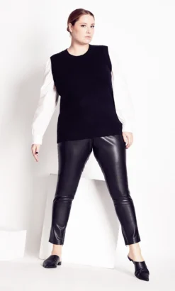 City Chic Black & White 2 In 1 Jumper Shirt -Bold Fit Store 217592BLACK 3