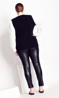 City Chic Black & White 2 In 1 Jumper Shirt -Bold Fit Store 217592BLACK 4