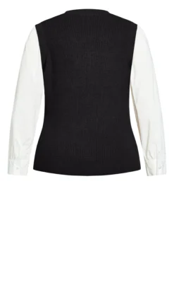 City Chic Black & White 2 In 1 Jumper Shirt -Bold Fit Store 217592BLACK 6