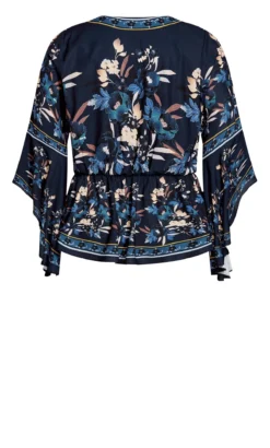 City Chic Navy Floral Wrap Top -Bold Fit Store 217593NAVYDELICATEBORDER 22