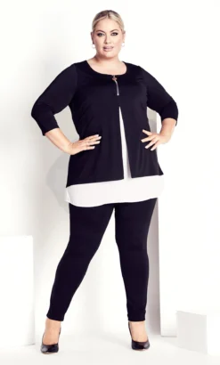 Avenue Ave Studio Black Tamara Tunic -Bold Fit Store 217700BLKIVORY 2