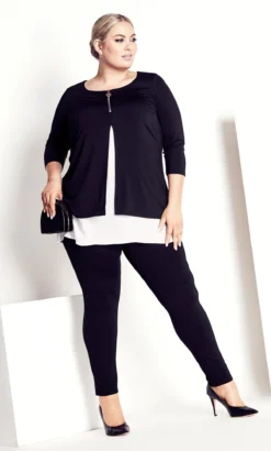 Avenue Ave Studio Black Tamara Tunic -Bold Fit Store 217700BLKIVORY 3